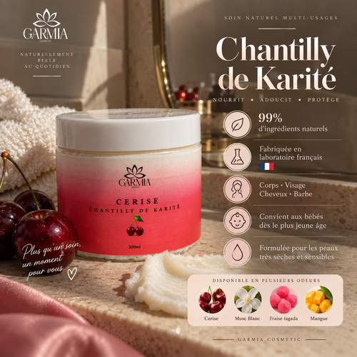 Chantilly de Karité Naturelle 3-en-1 — Corps, Visage, Cheveux | Garmia