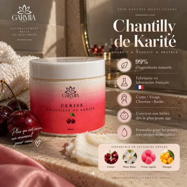 Chantilly de Karité Naturelle 3-en-1 — Corps, Visage, Cheveux | Garmia